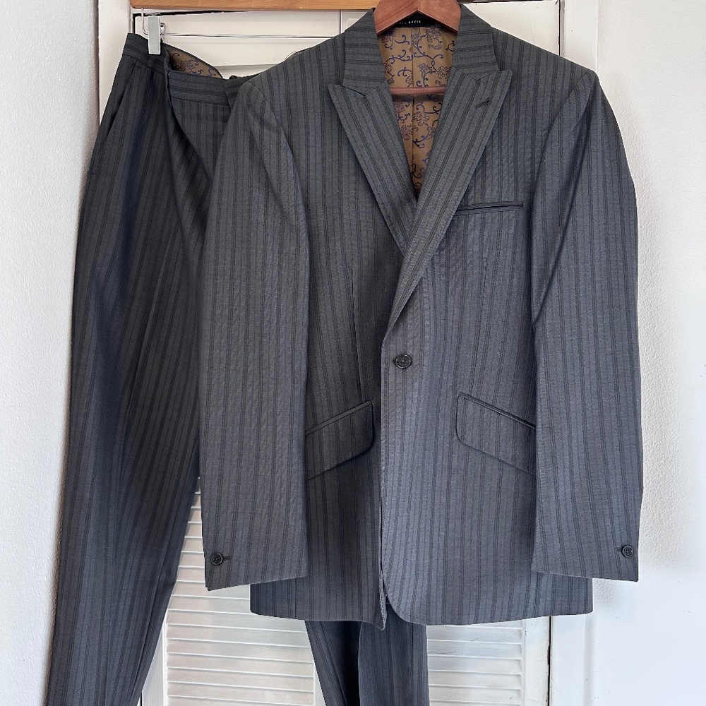 Ted Baker 40R  28x34R Gray 100% Wool Mens Jacket Pants Suit